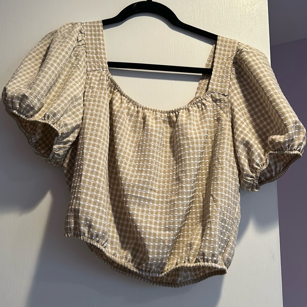 Short sleeves daydreamer, gingham, puff shirt
